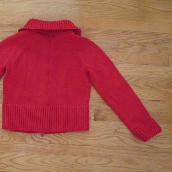 EXPRESS WOMENS SIZE M SWEATER RED ZIP FRONT CARDIGAN W/ COLLAR CHRISTMAS HOLIDAY - Picture 8 of 11